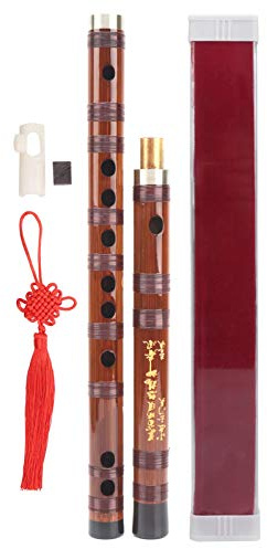 Bambusflöte Key G Vintage Bambusflöte Dizi G Key Dizi Bambusflöte mit Bambusmembran & Samttasche (G Taste)