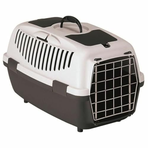 Kerbl Pet Transportbox Gulliver | Hellgrau/Dunkelgrau, 61 × 40 × 38 cm, Kunststoffbox für Hunde und Katzen mit Belüftungsschlitzen