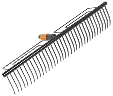 Fiskars Rasenrechen mit 35 Zinken, Werkzeugkopf, Breite: 57 cm, Gehärtete Stahlzinken, Schwarz, QuikFit, 1000656