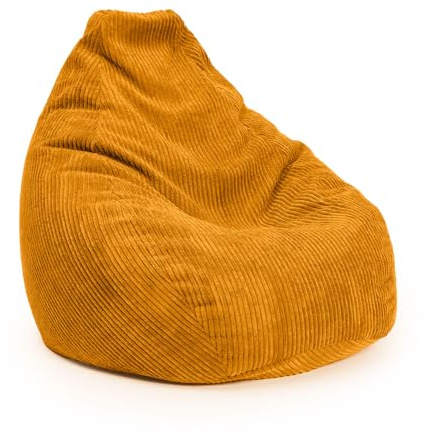 Lumaland Gaming Sitzsack XXL aus Cord | Gaming Sessel für Erwachsene & Teenager | Komfortabler Bean Bag 135 x 100 cm [Senfgelb]