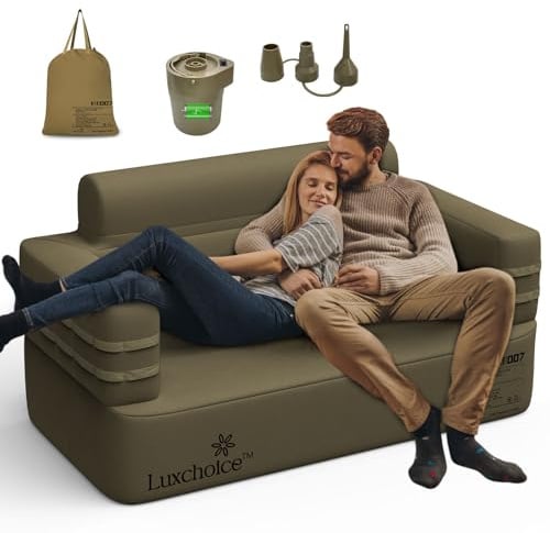Luxchoice Aufblasbares Sofa Camping Luftsofa Camping Aufblasbar Couch Inflatable Outdoor Air Sofa mit Rücken Armlehne und Tragbare Pump