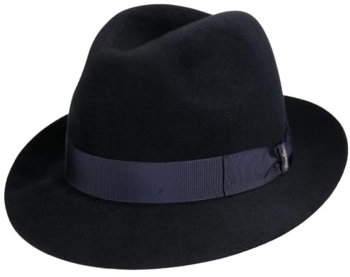 Borsalino Georgio Herren Haarfilzhut Damen/Herren - Made in Italy Filmhut Fedora Herrenhut mit Ripsband Herbst Frühjahr Winter Sommer Frühling-Sommer Herbst-Winter
