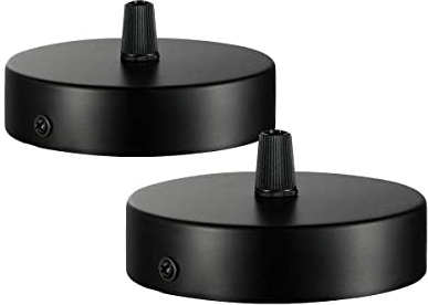 Deckenbaldachin 100x20mm,Anschlussdose aus Metall,1 Loch Runder Lampenschirm - Deckenrosette - Mattschwarz,alle Lampen Geeignet (2)
