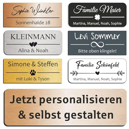 Klingelschild mit Gravur – personalisiertes Namensschild für Briefkasten & Haustür – wetterfestes, selbstklebendes Türschild aus Acryl – Briefkastenschild & Klingelschild personalisiert