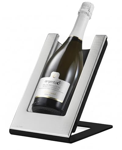 argentoè Gelette Weinkühler mit Silberplakette - Flaschenkühler und Thermischer Flaschenhalter für den Tisch - Sektkühler & Champagnerkühler Ohne Eis - Design Made in Italy (Silber)