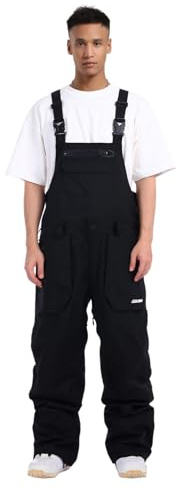 GSOU SNOW Herren Ski Bib Schnee Latzhose Skihose Snowboardhose - Multi Pockets Leicht Wasserdicht Winddicht Atmungsaktiv Warm
