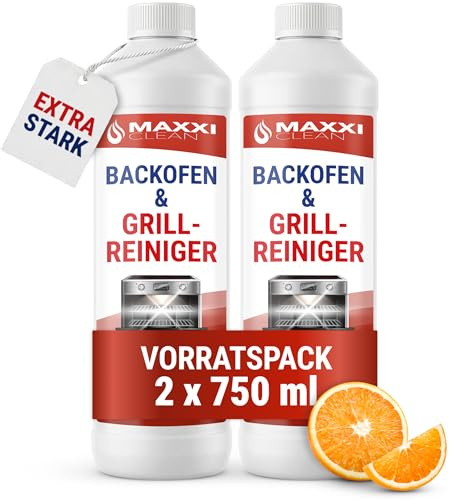 Maxxi Clean 2 x 750 ml Backofen und Grillreiniger Gel Paste I extrastarker selbstarbeitender Fettlöser I entfernt hartnäckige Verkrustungen ohne Schrubben I Backofen Herdplatte Grill I Made in Germany