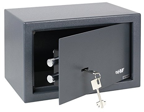 HMF 49200-11 Safe Tresor mit Schlüssel, Möbeltresor | 31 x 20 x 20 cm | Anthrazit