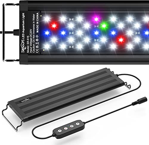 SEAOURA Aquarium LED Beleuchtung, Vollspektrum Aquarium Licht mit Timer Auto Ein/Aus, 10 Helligkeitsstufen Dimmbar, 3 Licht Modus für 30-45CM Süßwasser Aquarium, 10W