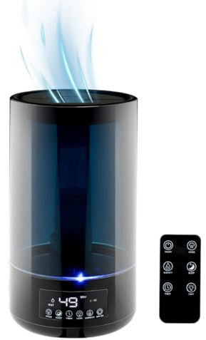 Grundig Luftbefeuchter HD-1903A – Ultraschall-Luftbefeuchter 4,3L – mit Timer und Nachtlicht – Mit Fernbedienung – Schwarz