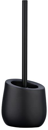 WENKO WC-Garnitur Mod. Badi Elegante Schwarze Keramik Matte Oberfläche inklusive Silikon WC-Bürste mit Antihaft Wirkung Maße 40 x 20 x 10 cm