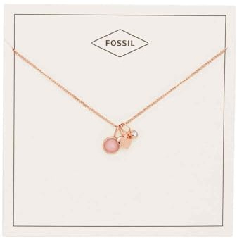 Fossil Halskette für Frauen, Rose-Gold-Ton Edelstahl Halskette, Länge 40cm