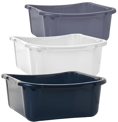 2friends Waschschüssel 3er Set eckig 12L – Spülschüssel Kunststoff robust stapelbar – Lebensmittelecht für Küche Haushalt Camping – Abwaschschüssel spülmaschinenfest Made in EU