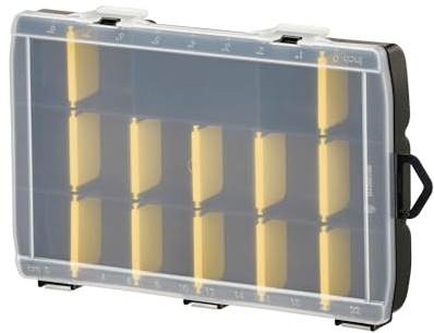 STANLEY Organizer Sortimentskasten Werkstatt (Aufbewahrungsbox für Zubehör und Kleinteile aus schlagfestem Polypropylen, 17 Fächer mit entfernbaren Trennwänden, eingebautes Lineal) STST81680-1