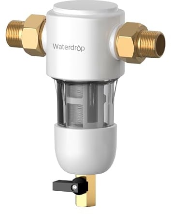 Waterdrop Spin Down Sedimentfilter, Wiederverwendbarer Sediment-Wasserfilter für Ganze Haus, Spülbares Vorfiltersystem für Stadt/Brunnenwasser, 1" MNPT + 3/4" FNPT, WD-PF01