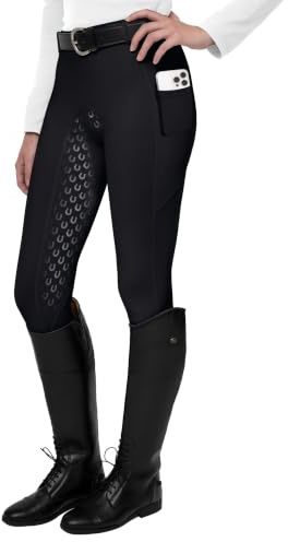 FitsT4 Sports Vollbesatz-Reithose für Damen, Reitleggings mit aktivem Silikon-Grip, für den Pferdesport