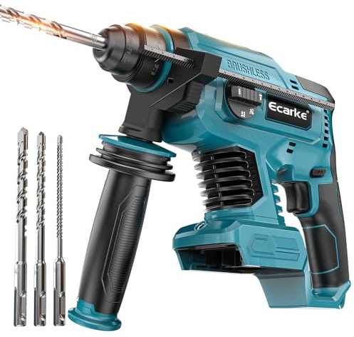 Ecarke Bohrhammer für Makita 18V Akku, SDS-Plus Hammer Drills, 4 Betriebsarten 1500RPM/4500 BPM Bürstenloser Schlagbohrmaschine mit 360°-Drehgriff und 4 Bits (ohne Akku)