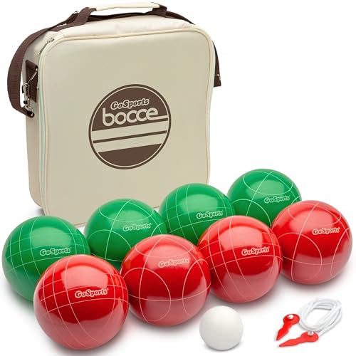 GoSports Boccia-Set mit 8 Kugeln, 100 mm, mit Pallino, Koffer und Messschnur, hochwertiges Set mit offizieller Größe