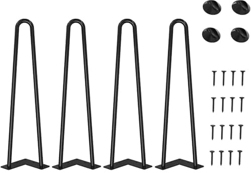 WINSOON 4er Set Haarnadel Tischbeine 40cm Metall Hairpin Leg DIY Tischbeine | Möbelfüße Tischkufen aus Stahl mit Bodenschoner und Schrauben Verfügbar für Schreibtisch Esstisch, Couchtisch, Tisch