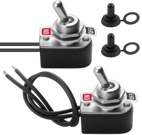 2 Stück Kippschalter 6A 125V 3A 250V, Schalter 2 Polig SPST | Wasserdicht Mini Kipptaster 2 Position Ein Aus mit Wasserdichter Kappe für Autos und Elektrischen Geräten