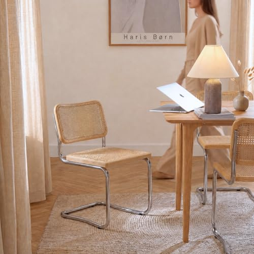 Haris Børn® Design Freischwinger Wiener Geflecht (2er Set) Buche – Handgefertigt in Italien - Hochwertige Rattan Stühle - Freischwinger Stühle in Rattan Stuhl Optik - 30 Tage risikofrei testen