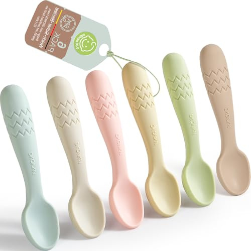 OKONK Nesslernlöffel Baby 6er-Set Flexibel Babylöffel Lernlöffel Zubehör Kinder Besteck Für Säugling Kind Kleinkind (6-B)