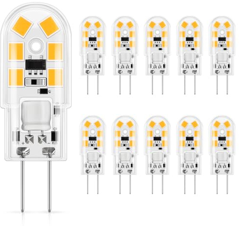DiCUNO G4 LED Lampen, Warmweiß 3000K, 1.5W ersetzt 15-20W Halogen, 160lm, 360° Abstrahlwinkel, 12V, G4 Stiftsockel, Flimmerfrei, nicht dimmbar, 10er-Pack