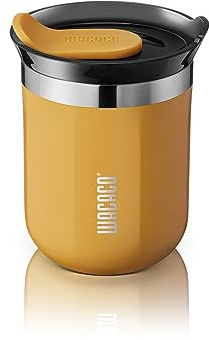 WACACO Octaroma Classico Vakuumisolierte Kaffeebecher, Doppelwandiger Edelstahl-Reisebecher mit Trinkdeckel, 6 fl oz (180ml), Gelb