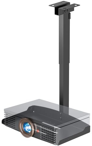 PUTORSEN Beamer Projektor Halterung - Höhenverstellbar Beamer Deckenhalterung oder Wandhalterung Installation ohne Bohrung,Verdeckte Kabelführung,Hält bis zu 10 kg,Schwarz