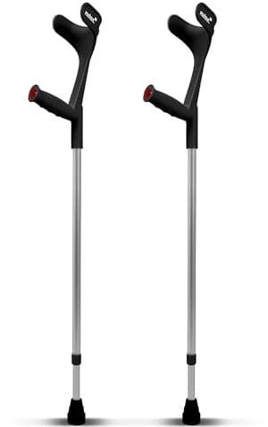 1 Paar Krücken Schwarz Klassiker 140 Kg Unterarmgehstützen von Ossenberg mit Ergo Softgriff Gehhilfen pulox-Design Schwarz