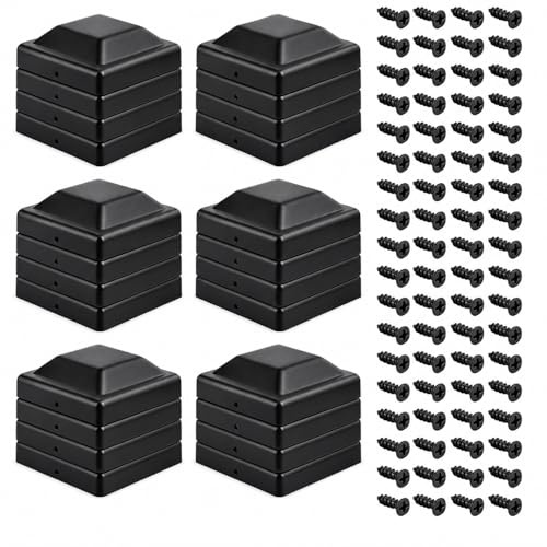 WOPPLXY 24 Stück Pfostenkappen 9x9cm Inkl. Schrauben, Zaunpfosten Kappen Kunststoff für Holzpfosten (Schwarz)