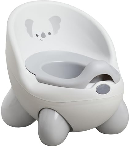 Infantino Potty Pals Töpfchensitz, Töpfchentrainingstoilette für Kleinkinder, Abnehmbare Schüssel mit Spritzschutz, Rutschfeste Füße, Komfortable Konturierte Rückenstütze, Unisex, Grauer Koala