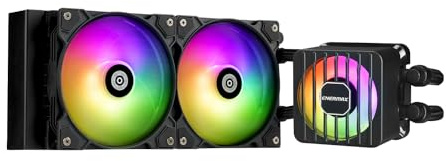 ENERMAX LIQMAXFLO 240mm CPU AIO Liquid Cooler (LGA 1700, 1200, AM5, AM4) - Xtreme Dual Chamber Pumpe- ARGB VRM Wasserblocklüfter- 380W+ TDP (2x 120 PWM ARGB Silent Flow Fan); ELC-LMF240T-ARGB, schwarz