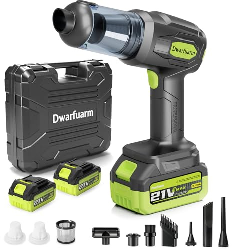 Akku Handstaubsauger, 30000Pa Stark Auto Staubsauger mit 2 Herausnehmbare 3000mAh Akkus, Super Sauger, Car Vacuumcleaner mit Aufbewahrungsbox für Auto, Tierhaarreinigung, Büro und Haus Black