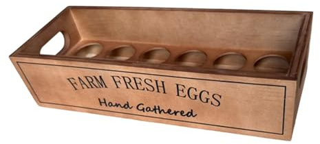 Eierhalter Aus Holz für Schrank, Landhausstil, Offenes Design mit Griff, Zum Sammeln Und Aufbewahren Frischer Eier, Eierhalter aus Holz, für 12 Eier pro Fach
