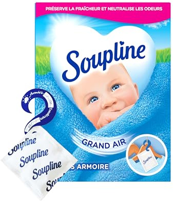 SOUPLINE - Schranktaschen — Frischluftduft — Waschparfüm für 6 Wochen — neutralisiert Gerüche (1 Packung mit 3 Beuteln)