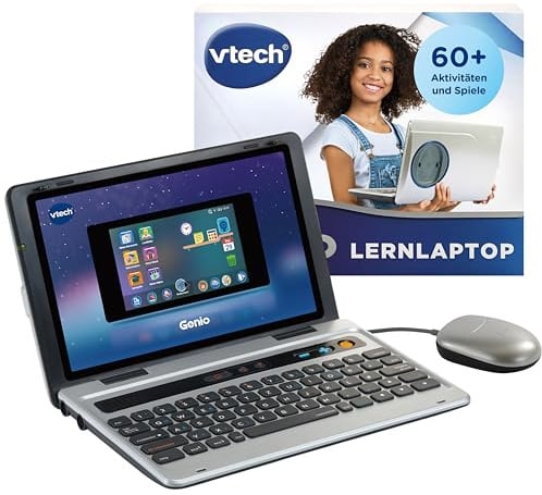 VTech Genio Lernlaptop Silber mit 5 Zoll LCD, 40 Lernspielen, Internetzugang und Elternkontrolle für Kinder von 5-12 Jahren