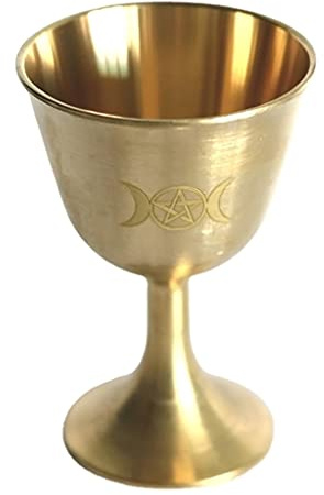 bibididi Ritual Cup Altar Kelch Wicca Vergoldung Messing Zeremonie Mond Wahrsagerei Prop, Home Dekoration Zubehör,Gold