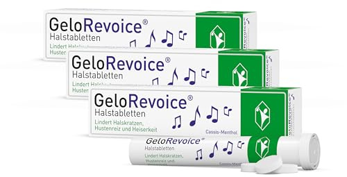 GeloRevoice Halstabletten Cassis-Menthol: Lindert Halskratzen, Hustenreiz und Heiserkeit, lang anhaltende Linderung auch bei Halsschmerzen, Schluckbeschwerden und Räusperzwang, 60 Stk