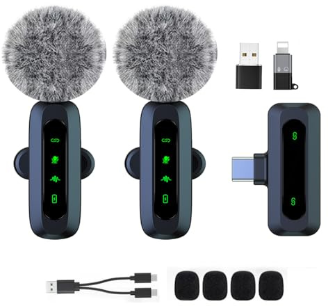 Mini-Lavalier-Mikrofon für Android und iPhone, iOS-Geräte, Rauschunterdrückung, Ansteckmikrofon für Aufnahme, Clip-on-Mikrofon, für Videoaufnahmen, Tiktok, YouTube, Vlog Podcast Content Creator