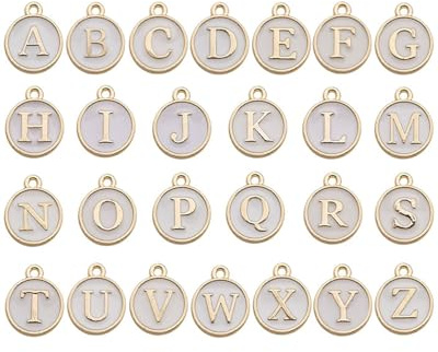KGDUYC 26 pcs Edelstahl Alphabet Anhänger - Gold Hypoallergene Buchstaben Charms für Name, Valentinstag
