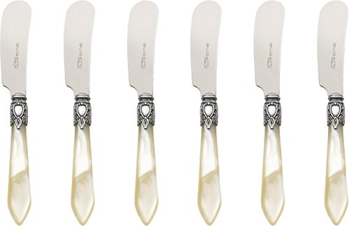 BUGATTI OXBAM-N3232 Oxford Buttermesser-Set, 6-teilig, Stahl/ABS-Kunststoff, elfenbeinfarben, 21 x 18 x 3 cm