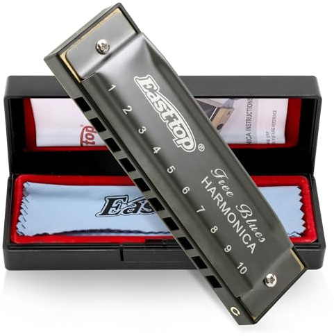 East top Mundharmonika C, Diatonische Mundharmonika Blau 10 Holes Professionelles Diatonic Blues Harmonica Für professionelle Spieler, Anfänger, Studenten, Erwachsene als Geschenk