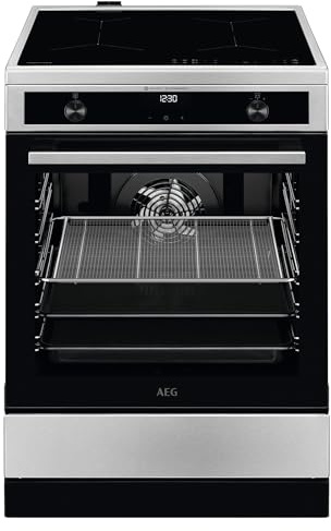 AEG Standherd mit Induktions-Kochfeld 60 cm/SteamBake – mit Feuchtigkeitszugabe/Hob²Hood/Touch-Bedienung/Grillfunktion/Display mit Uhr/Kindersicherung/A / CIB6643BBM