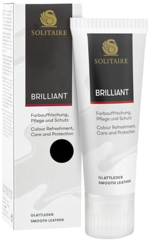 SOLITAIRE Brilliant Ledercreme mit Schwammaufträger, Glattleder Farbauffrischung, intensive Pflege, Lederpflege Schuhe, Taschen, Kleidung, 75 ml