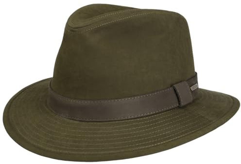 Stetson Waxed Traveller Stoffhut Ledergarnitur Herren Sommer Winter Oliv L (58-59 cm)