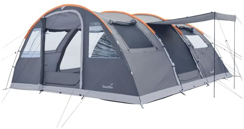 Skandika Tunnelzelt Gotland 6 Protect | Camping Zelt für 6 Personen, fest eingenähter Zeltboden, Wassersäule 5000mm, mit Sonnendach und Kabeldurchführung | Zelte, Familienzelt, Campingzelt