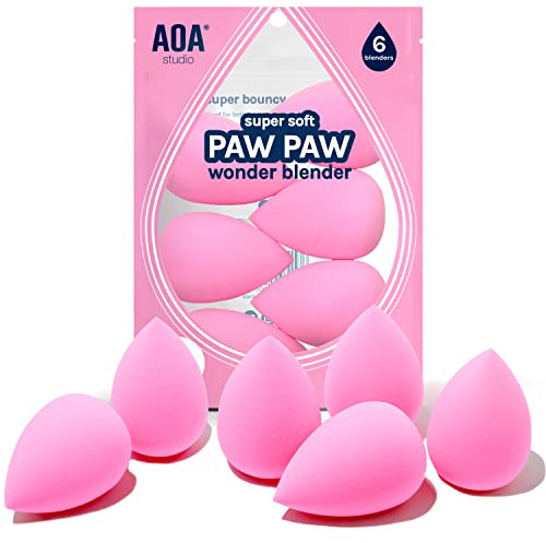 Miss A Aoa Collection Make-up Schwamm Set Makeup Blender Latexfrei und High Definition Set von 6 Makeup Blender für Puder, Creme und Flüssigkeit, Super Soft Wonder Blender Beauty Cosmetic Tool