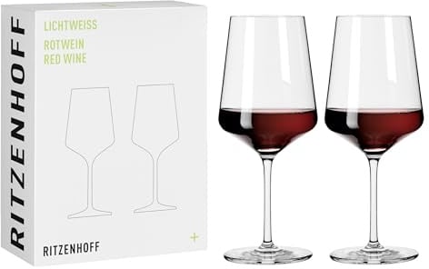 RITZENHOFF 6111005 Rotweinglas 500 ml - Serie Lichtweiss - 2 Stück im Geschenk-Set - stilvoll-modern - Made in Germany