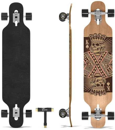 Skatro Drop Through Longboard Skateboard Freeride - Inklusive T-Tool
